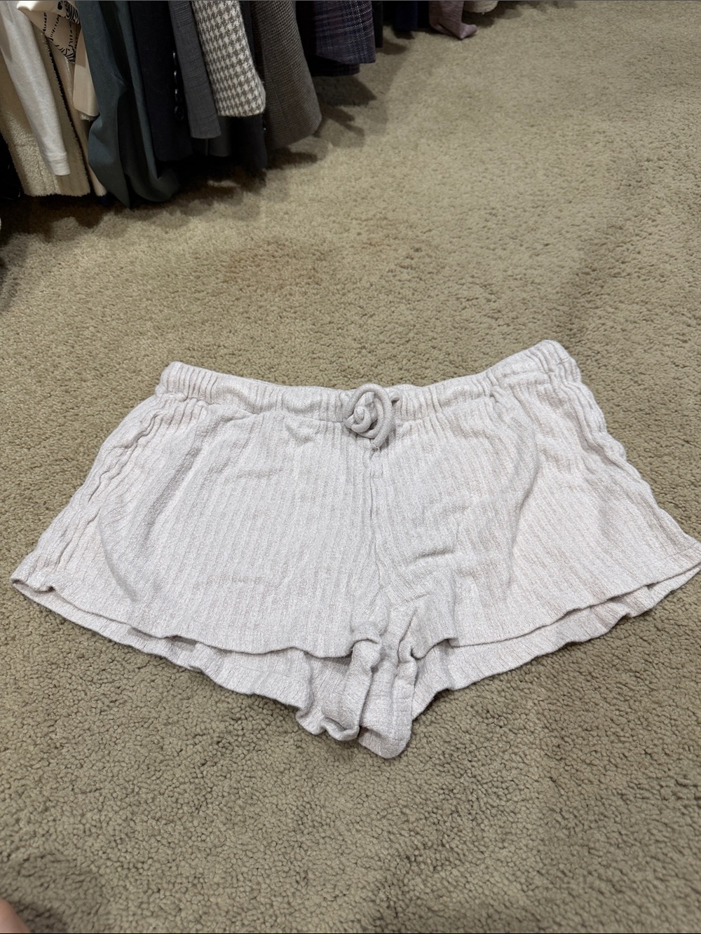 LOFT Sleep Ribbed Lounge Shorts in Light Gray